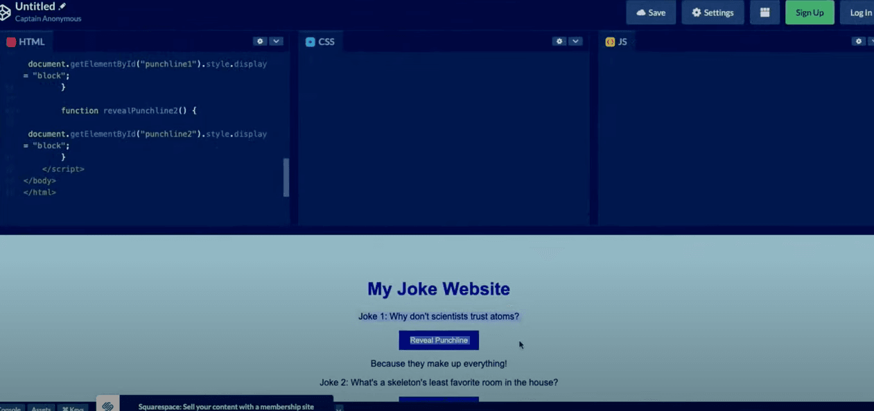 HTML website that matches the sketch