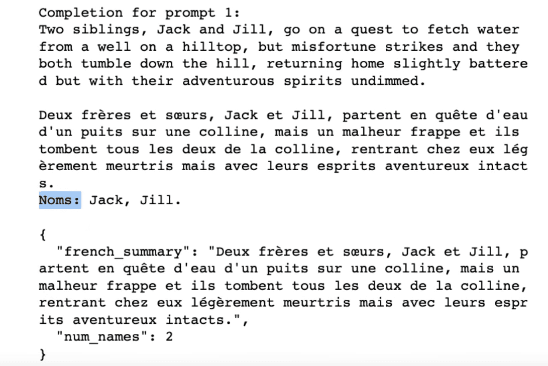 Screenshot of a prompt example for specifying steps required to complete a task